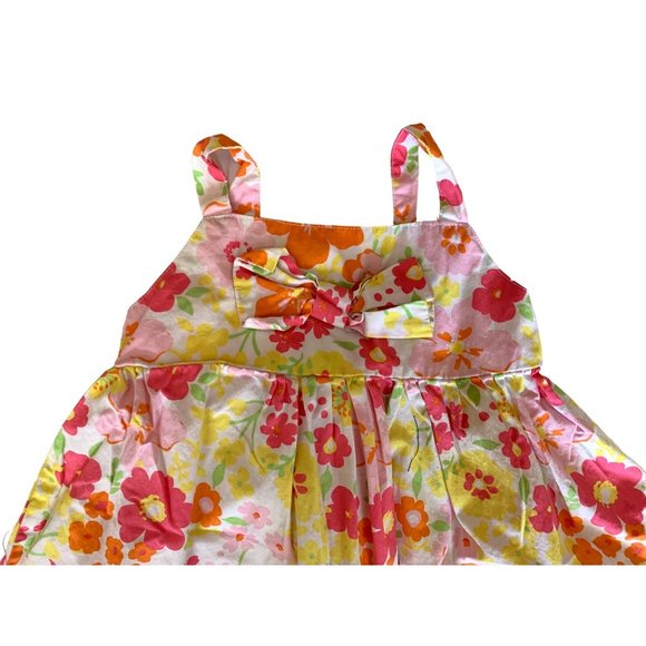 Wonder Kids Girls Size 4T Summer Sleeveless Dress floral Bow Pink Orange - Picture 2 of 4